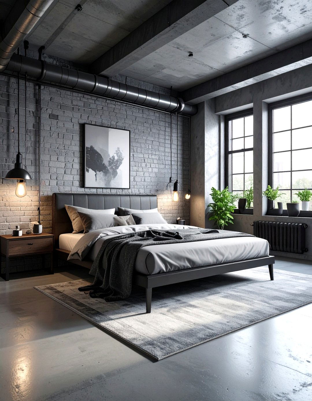 Industrial Gray Bedroom - 30 minimalist gray bedroom ideas