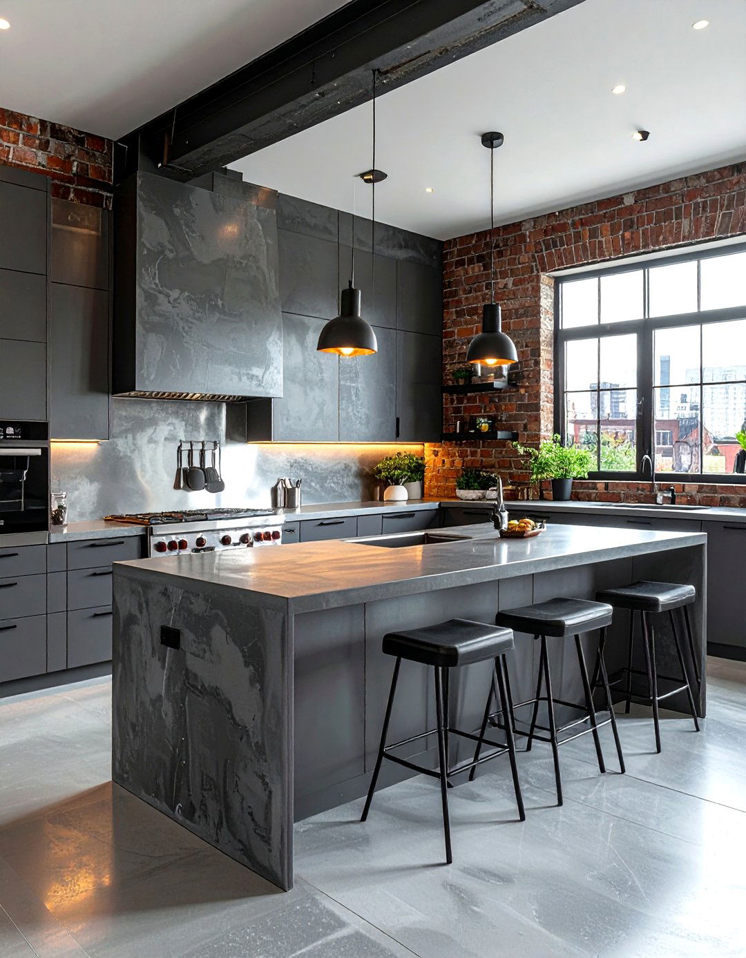 Industrial Gray Kitchen - 30 solid surface countertop kitchen ideas