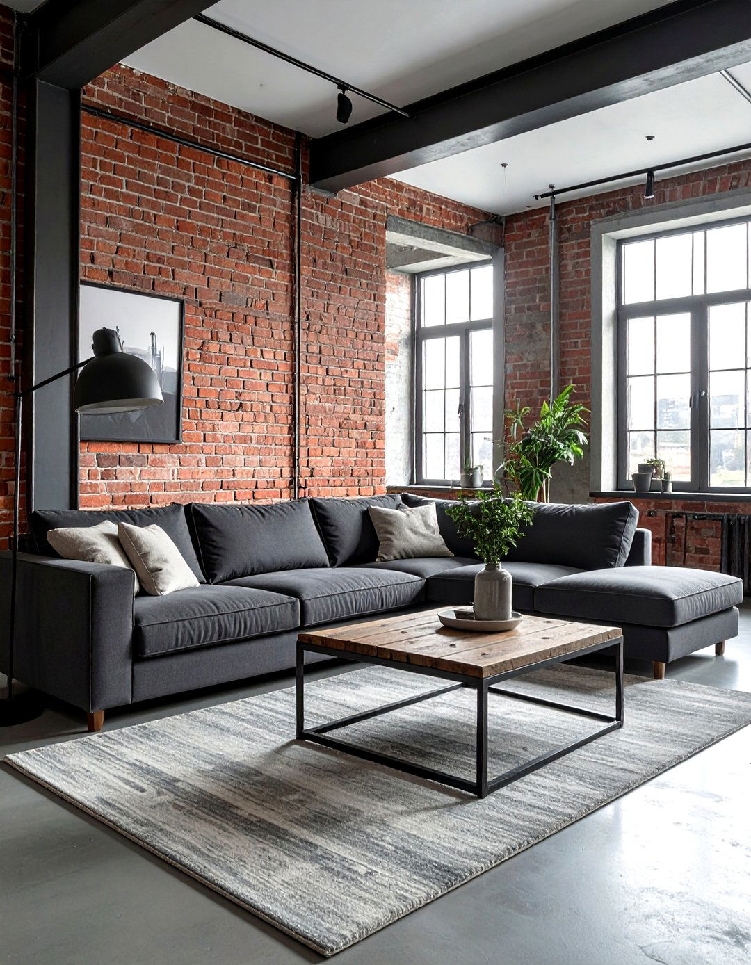 Industrial Gray Living Room With Exposed Brick - 30 industrial gray living room ideas