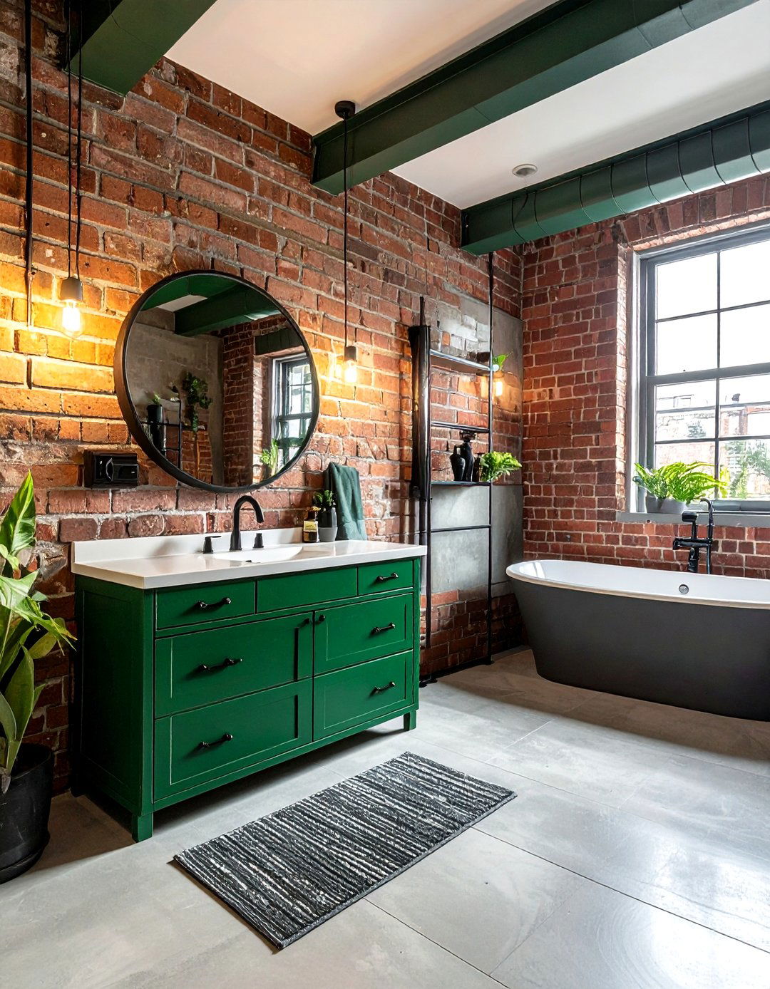 Industrial Green Bathroom Style - 30 emerald green bathroom ideas
