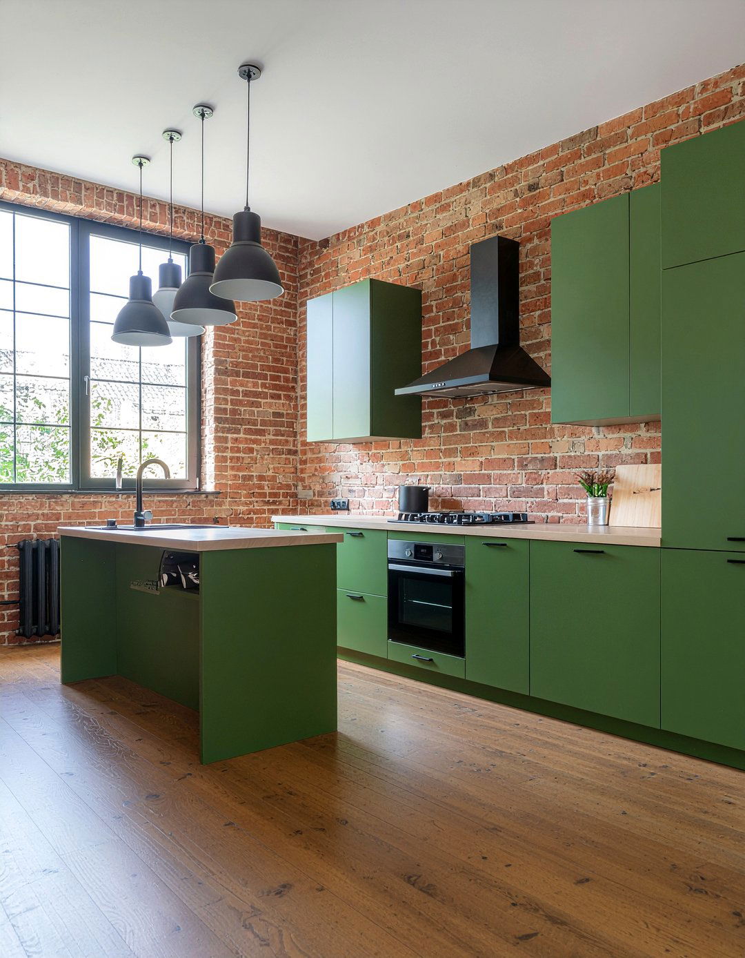 Industrial Green Kitchen - 30 green kitchen ideas