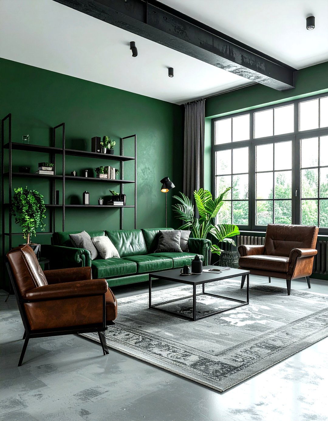 Industrial Green Living Room - 30 modern green living room ideas