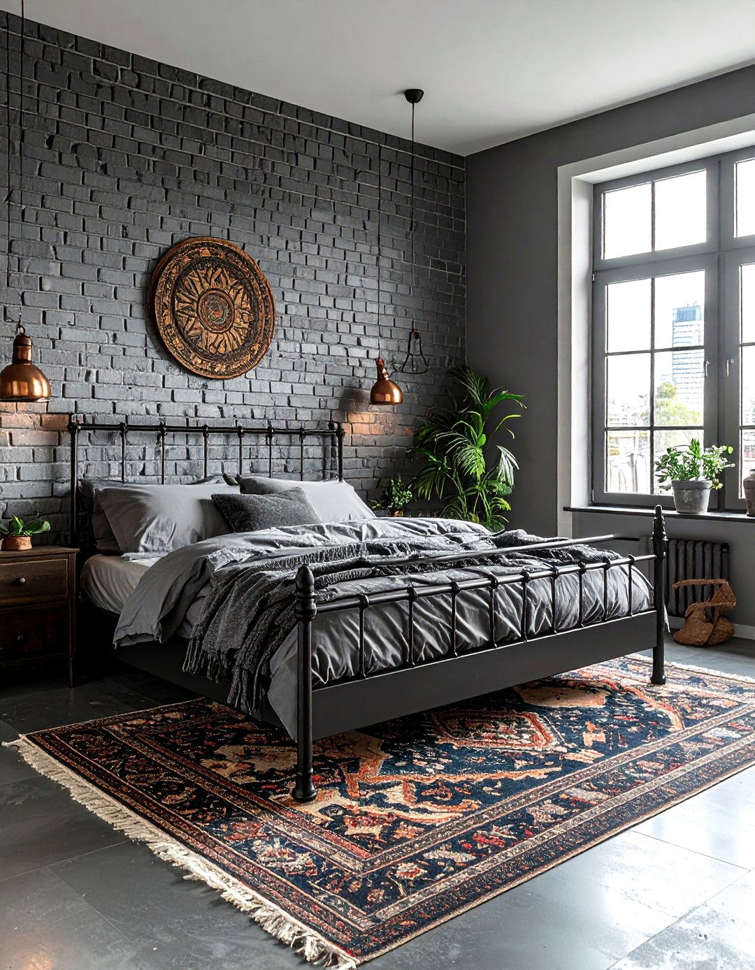 Industrial Grey Boho Bedroom - 30 bohemian grey bedroom ideas