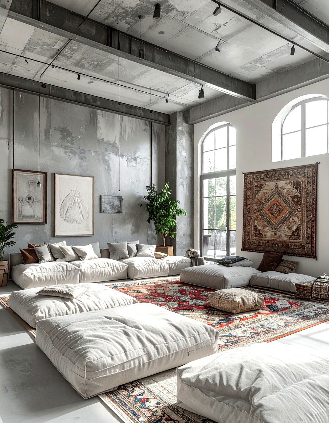 Industrial Grey Boho Living Room - 30 bohemian grey living room ideas