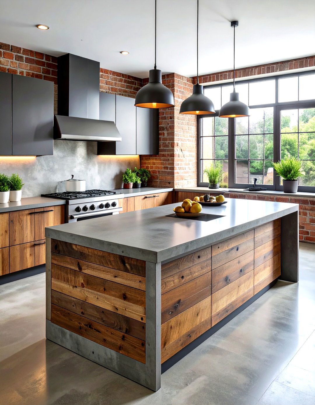 Industrial Grey Concrete Countertop - 30 grey kitchen decor ideas