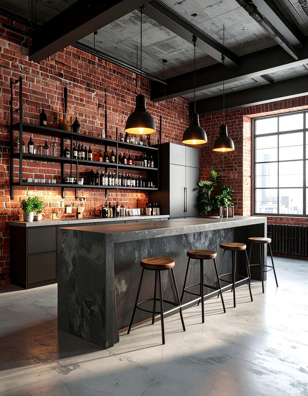 Industrial Kitchen Beverage Bar - 30 kitchen home bar ideas