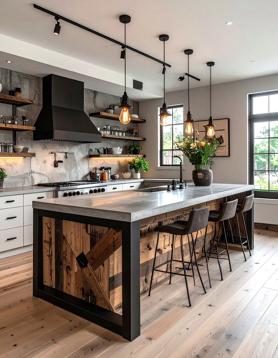 Industrial Kitchen Island - 30 L-shaped kitchen island ideas