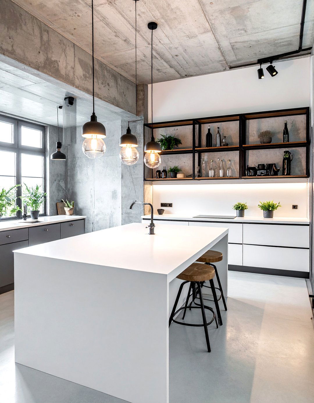 Industrial Kitchen White Countertop - 30 white countertop kitchen ideas