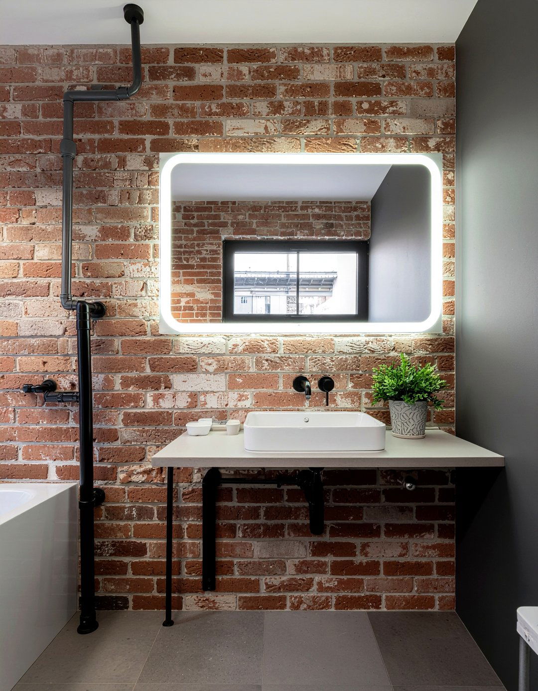 Industrial LED Mirror - 30 LED bathroom mirror ideas