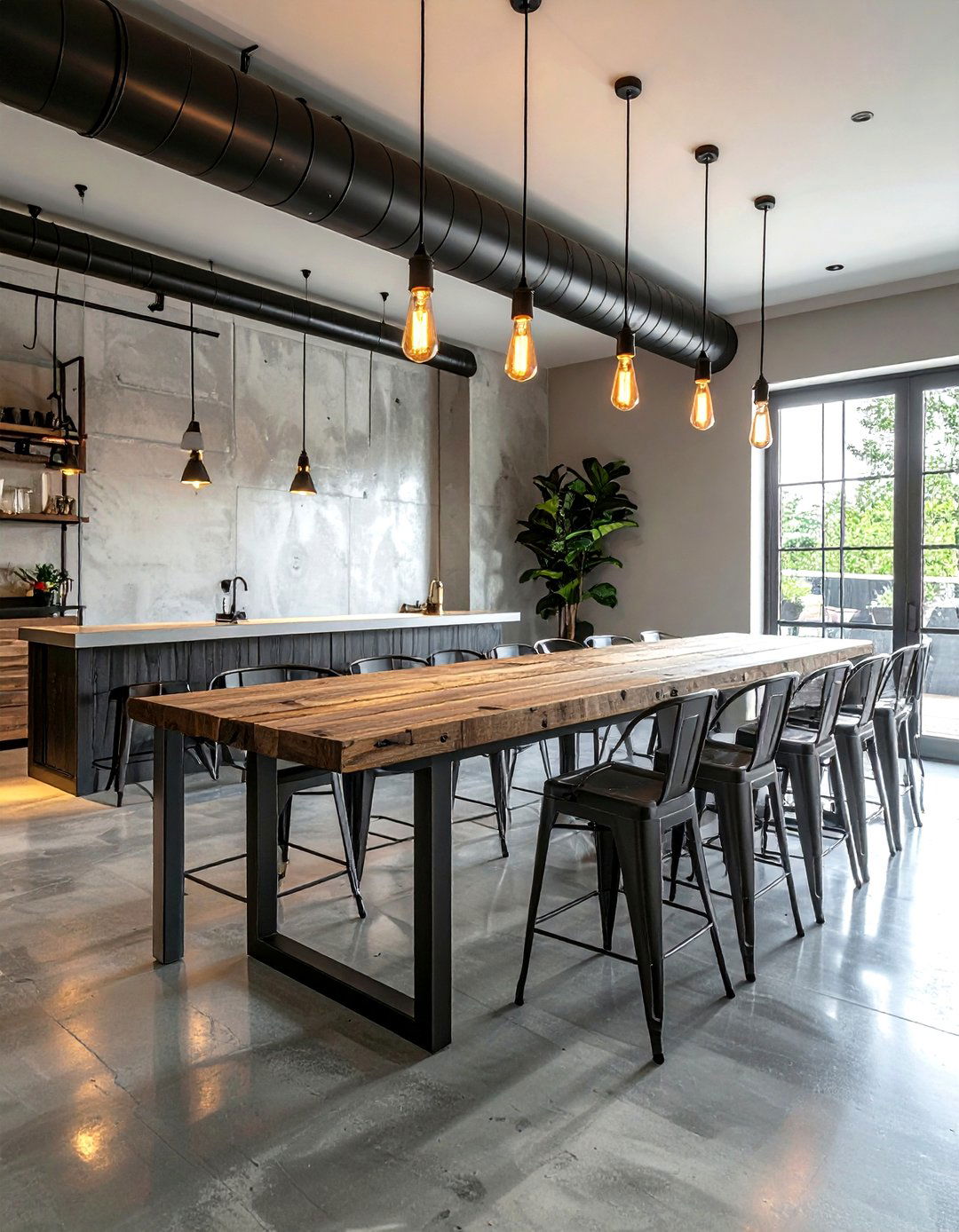 Industrial LED Pipe Light - 30 dining room LED lighting ideas