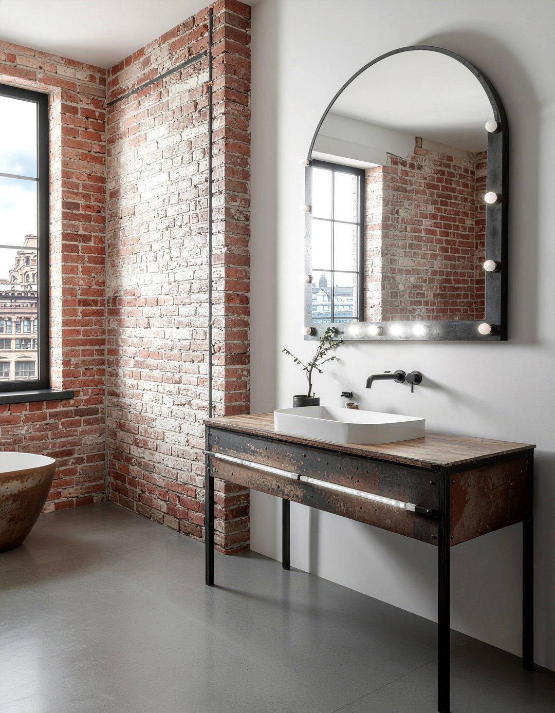 Industrial Lighted Mirror - 30 lighted mirror bathroom ideas