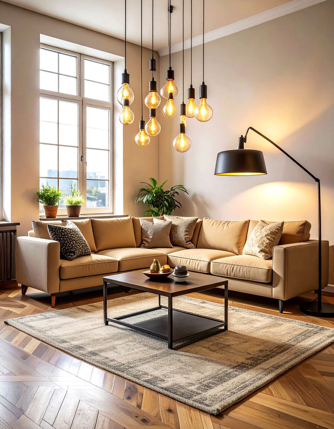 Industrial Lighting Beige Lighting Room - 30 industrial beige living room ideas