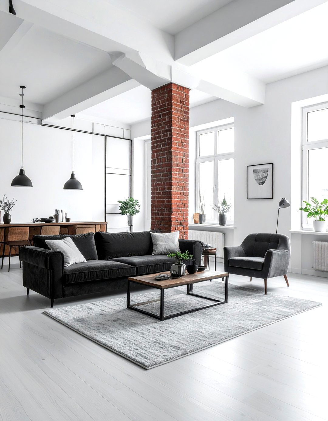 Industrial Living Room - 30 living room white walls