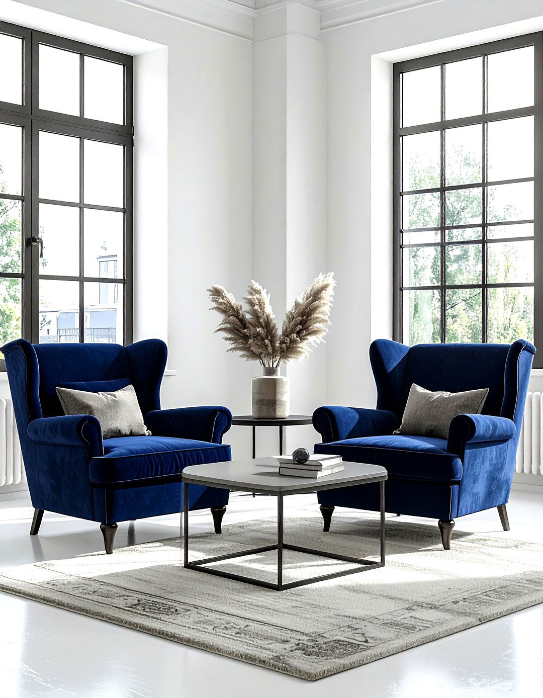 Industrial Living Room Navy Chairs - 30 industrial navy living room ideas