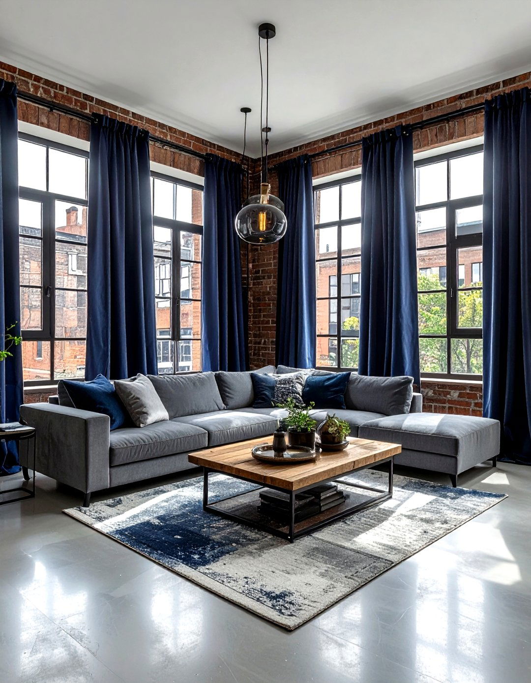 Industrial Living Room Navy Curtains - 30 industrial navy living room ideas