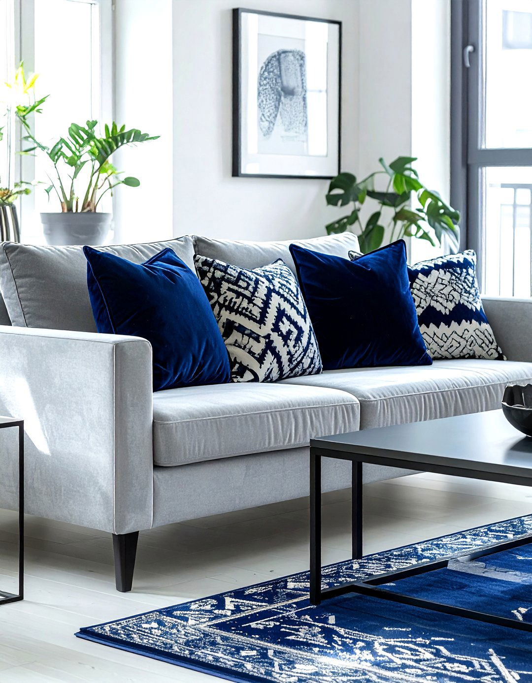 Industrial Living Room Navy Pillows - 30 industrial navy living room ideas