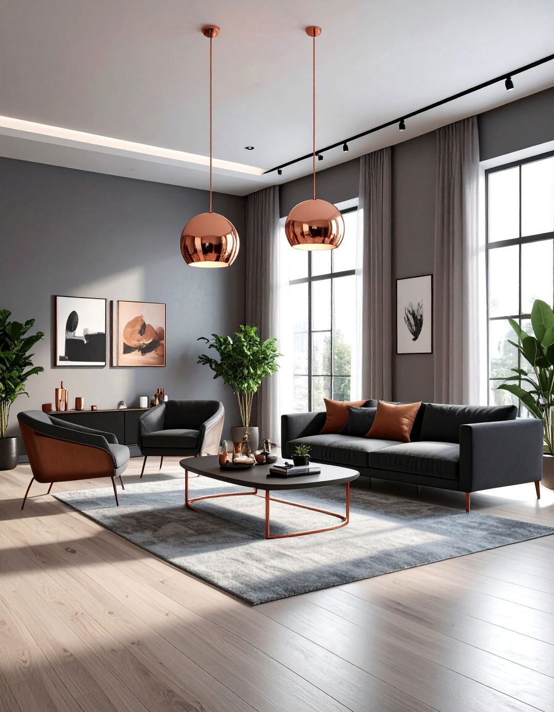 Industrial Living Room With Copper Accents - 30 industrial gray living room ideas