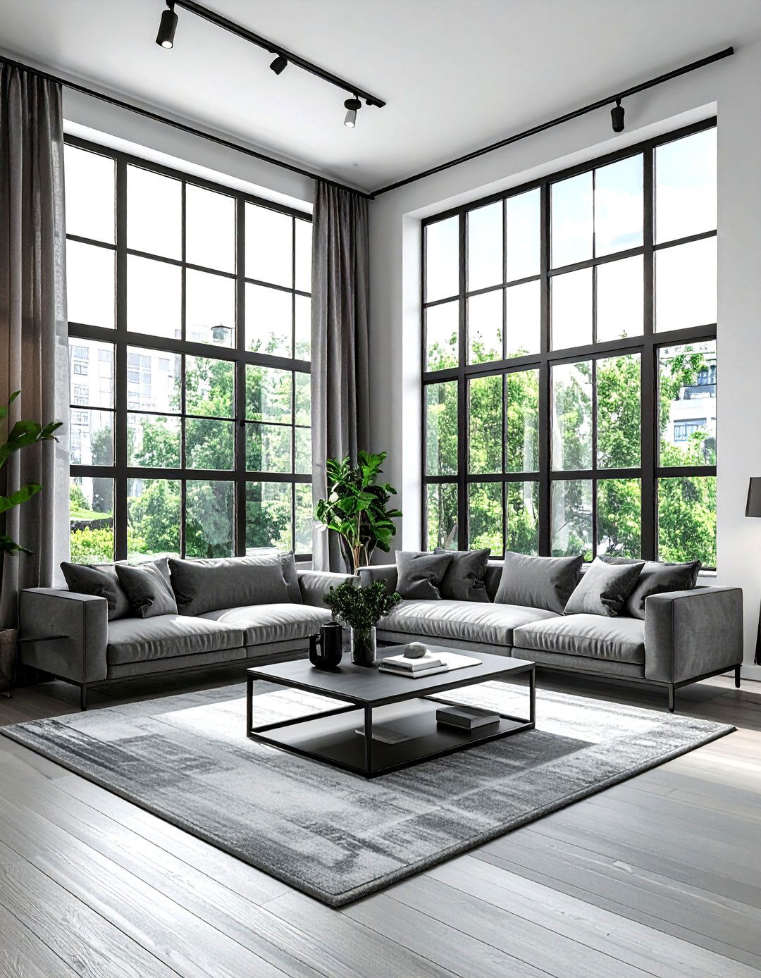 Industrial Living Room With Large Windows - 30 industrial gray living room ideas