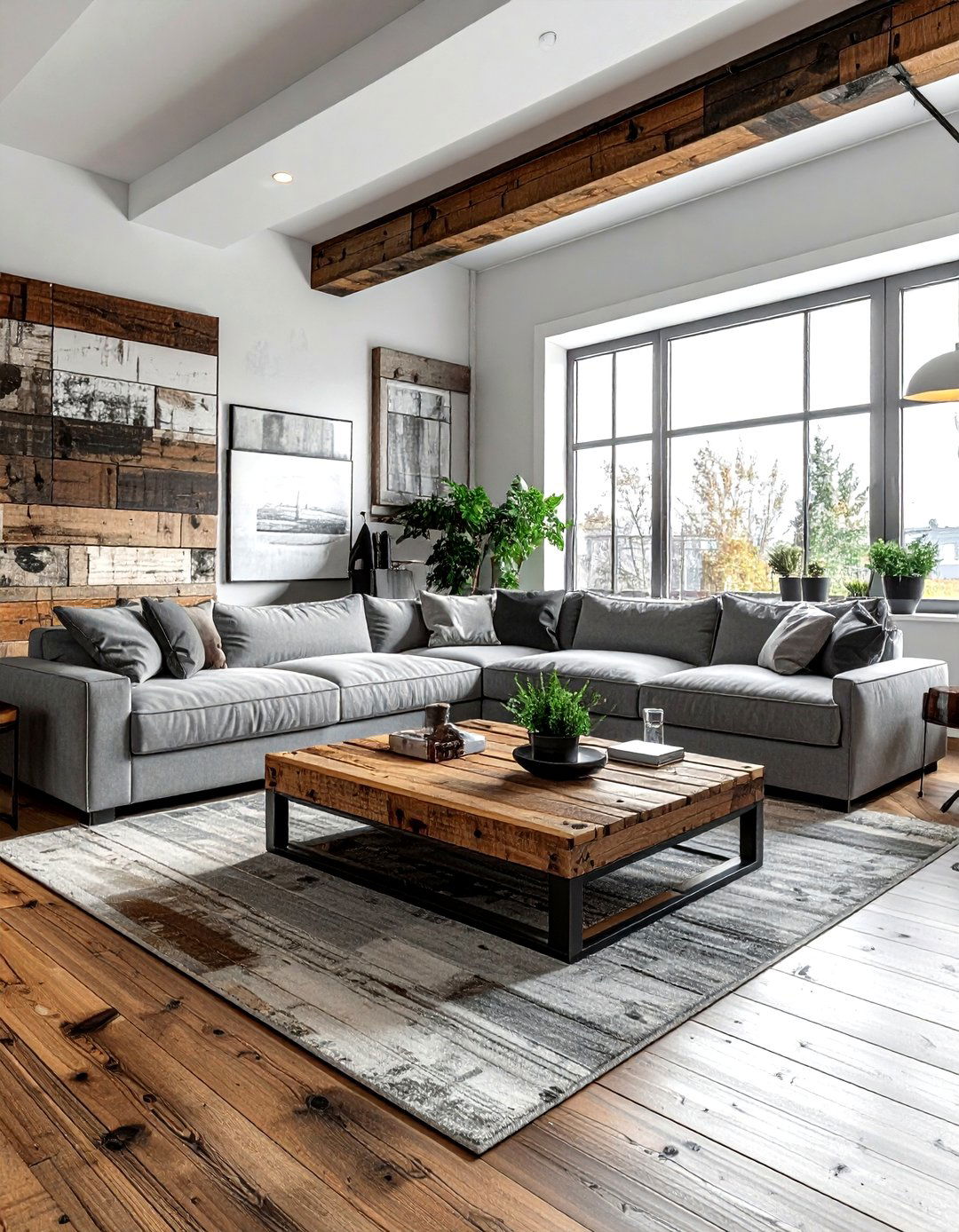 Industrial Living Room With Reclaimed Wood - 30 industrial gray living room ideas