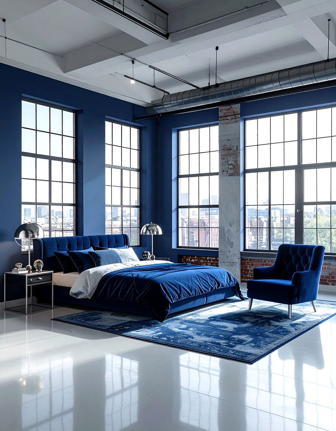 Industrial Loft Blue Palette - 30 industrial blue bedroom ideas
