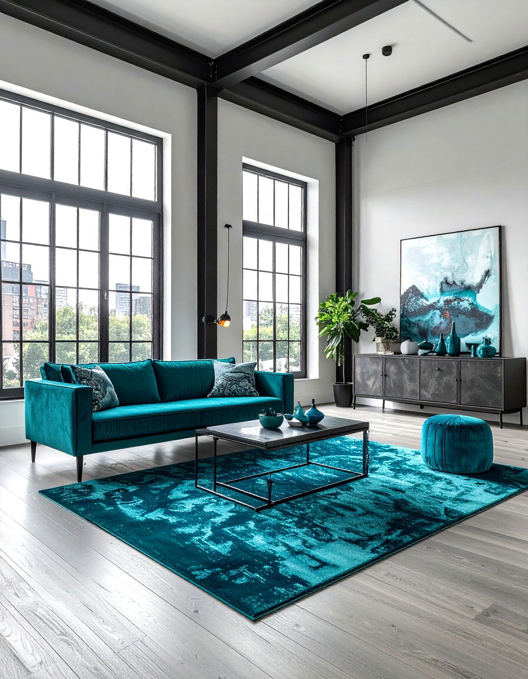 Industrial Loft Teal Decor - 30 industrial teal living room ideas