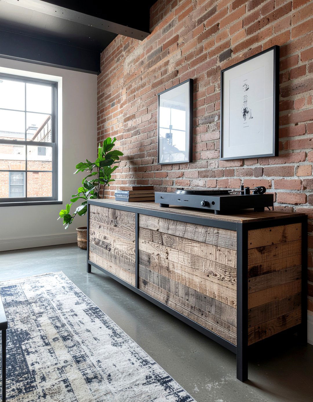 Industrial Media Console - 30 living room entertainment center ideas