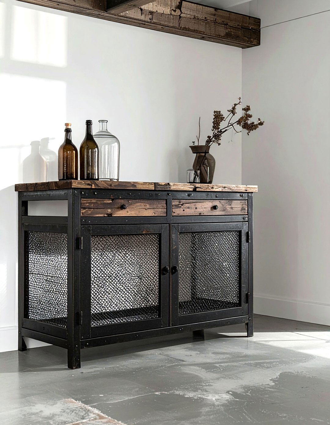 Industrial Metal Buffet - 30 dining room sideboard ideas