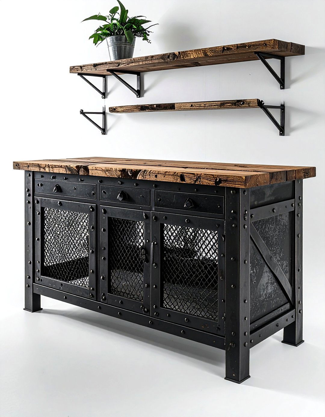 Industrial Metal Buffet - 30 dining room buffet ideas