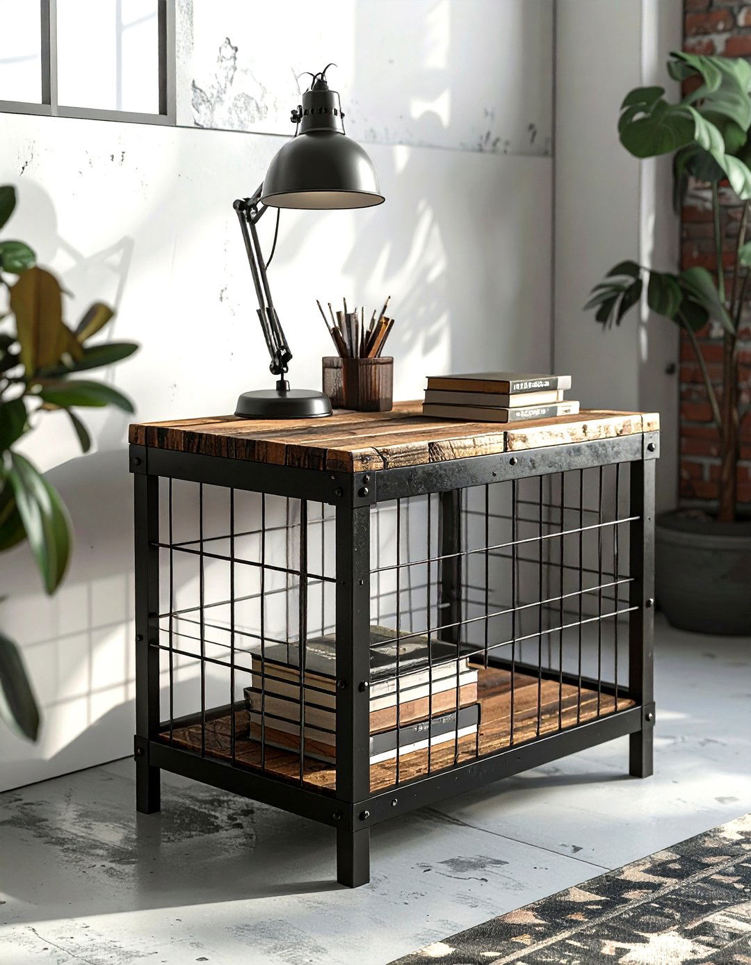 Industrial Metal Dog Crate - 30 pet bed living room ideas