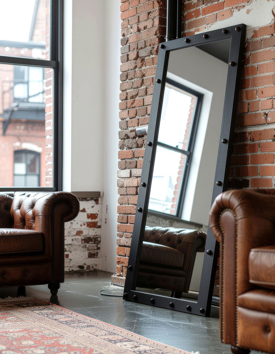 Industrial Metal Floor Mirror - 30 floor mirror ideas