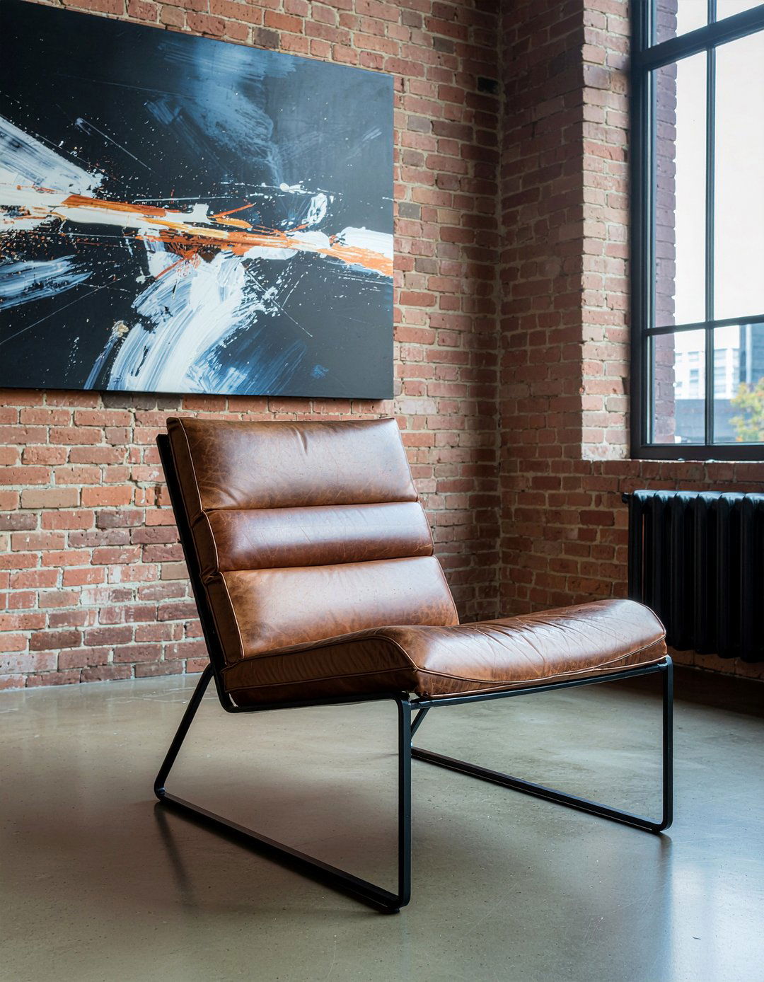 Industrial Metal Frame Leather Chair - 30 living room lounge chairs