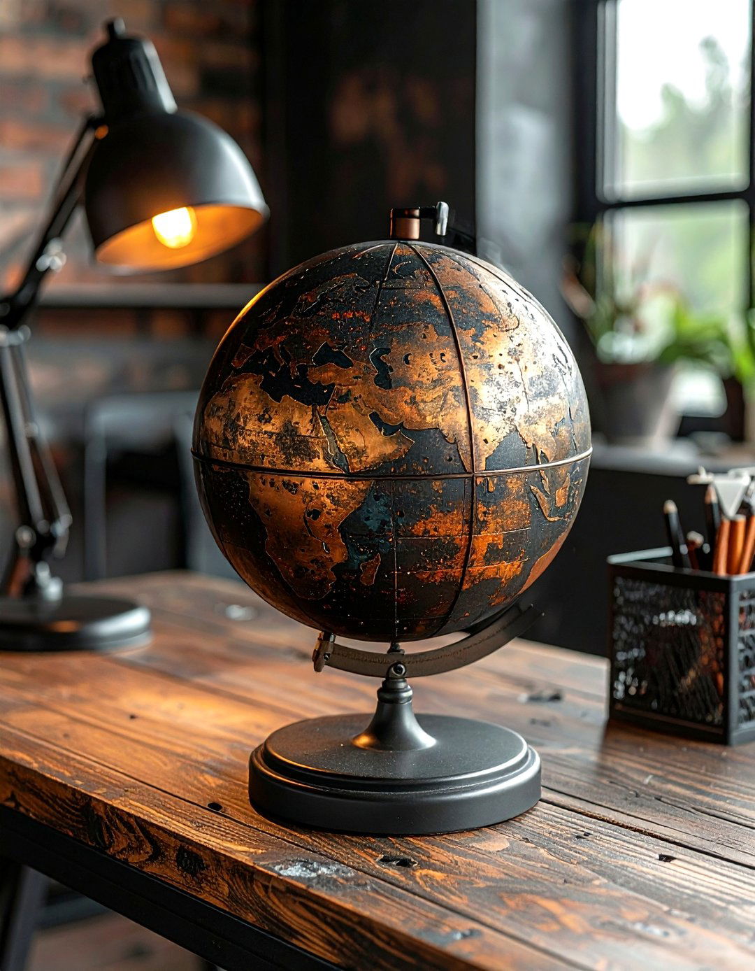 Industrial Metal Globe - 30 decorative globe ideas