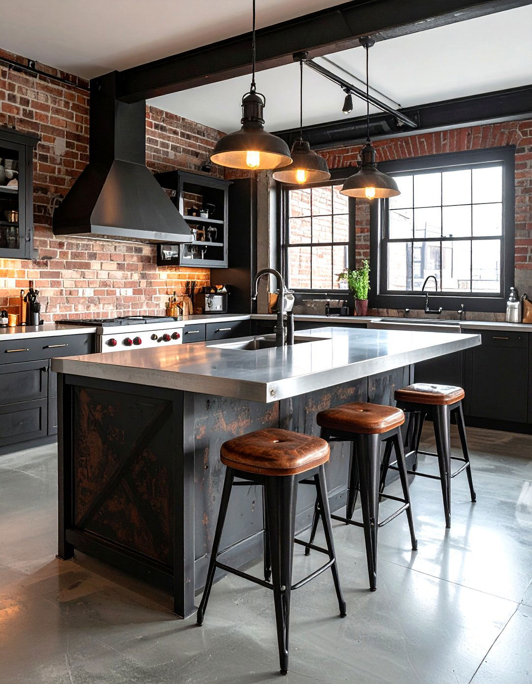 Industrial Metal Kitchen Island - 30 kitchen island with seating ideas