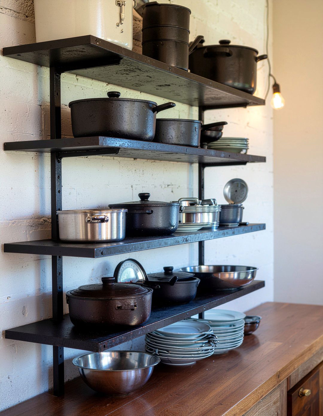 Industrial Metal Kitchen Shelving - 30 kitchen shelf decor ideas