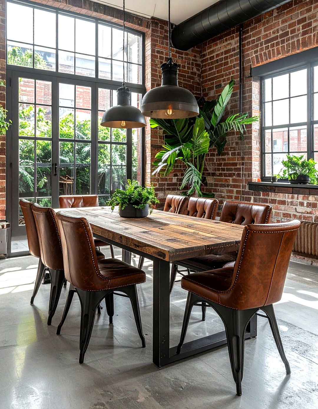 Industrial Metal Leather Dining - 30 leather dining room ideas