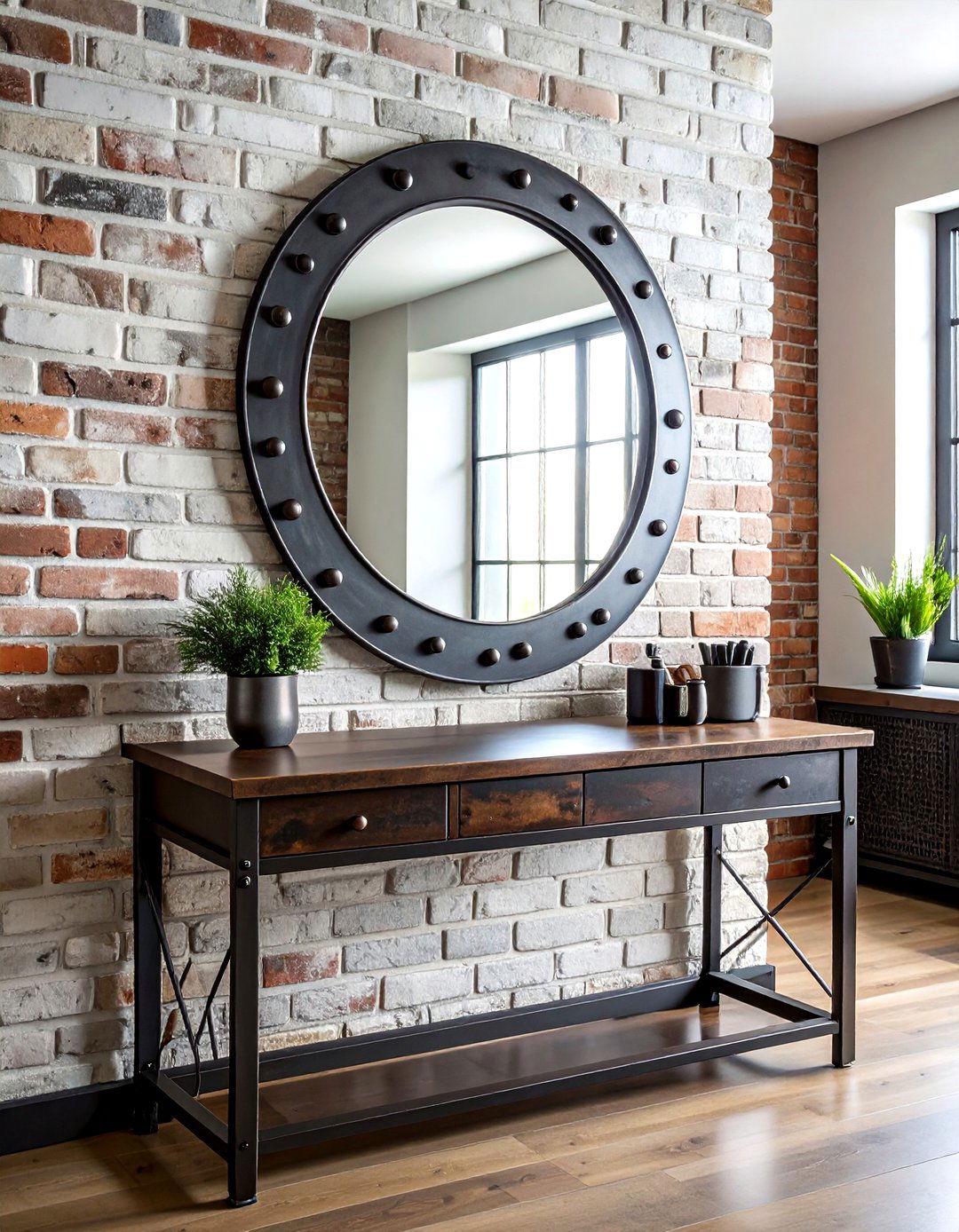 Industrial Metal Mirror - 30 round mirror ideas