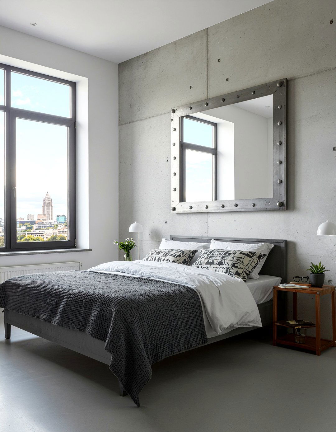 Industrial Metal Mirror - 30 bedroom mirror ideas
