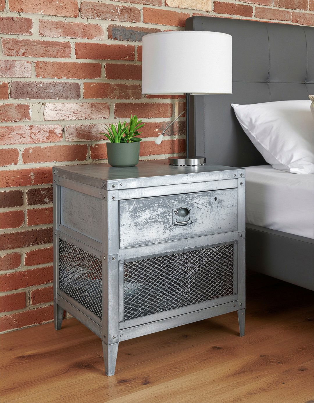 Industrial Metal Nightstand - 30 bedroom vintage nightstands