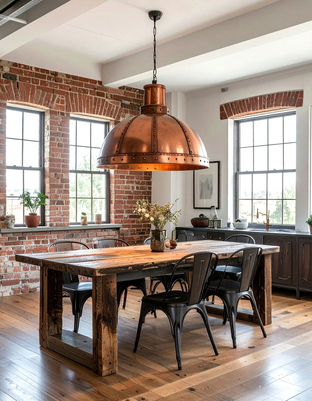 Industrial Metal Pendant - 30 dining room task lighting ideas