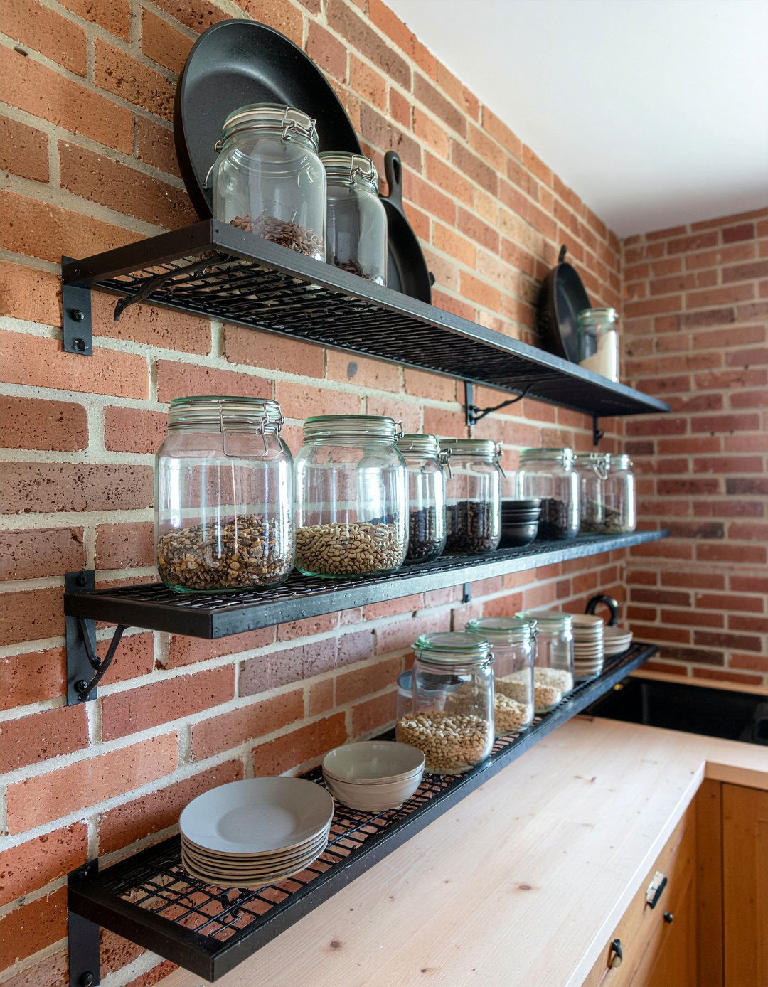 Industrial Metal Shelves - 30 open shelving kitchen ideas
