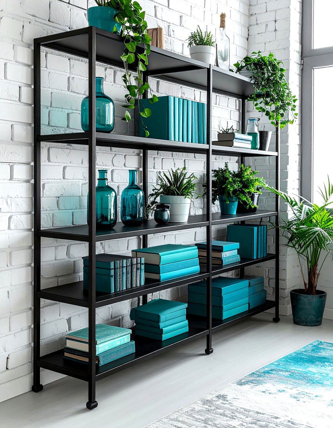 Industrial Metal Shelving Teal Decor - 30 industrial teal living room ideas