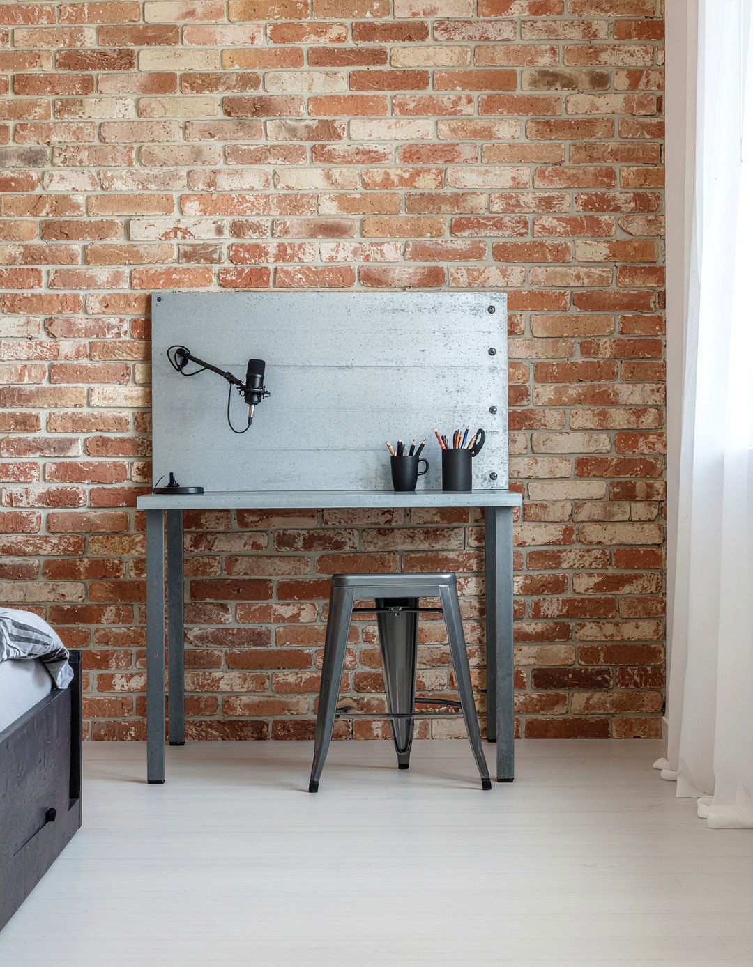 Industrial Metal Wall Desk - 30 bedroom floating desks