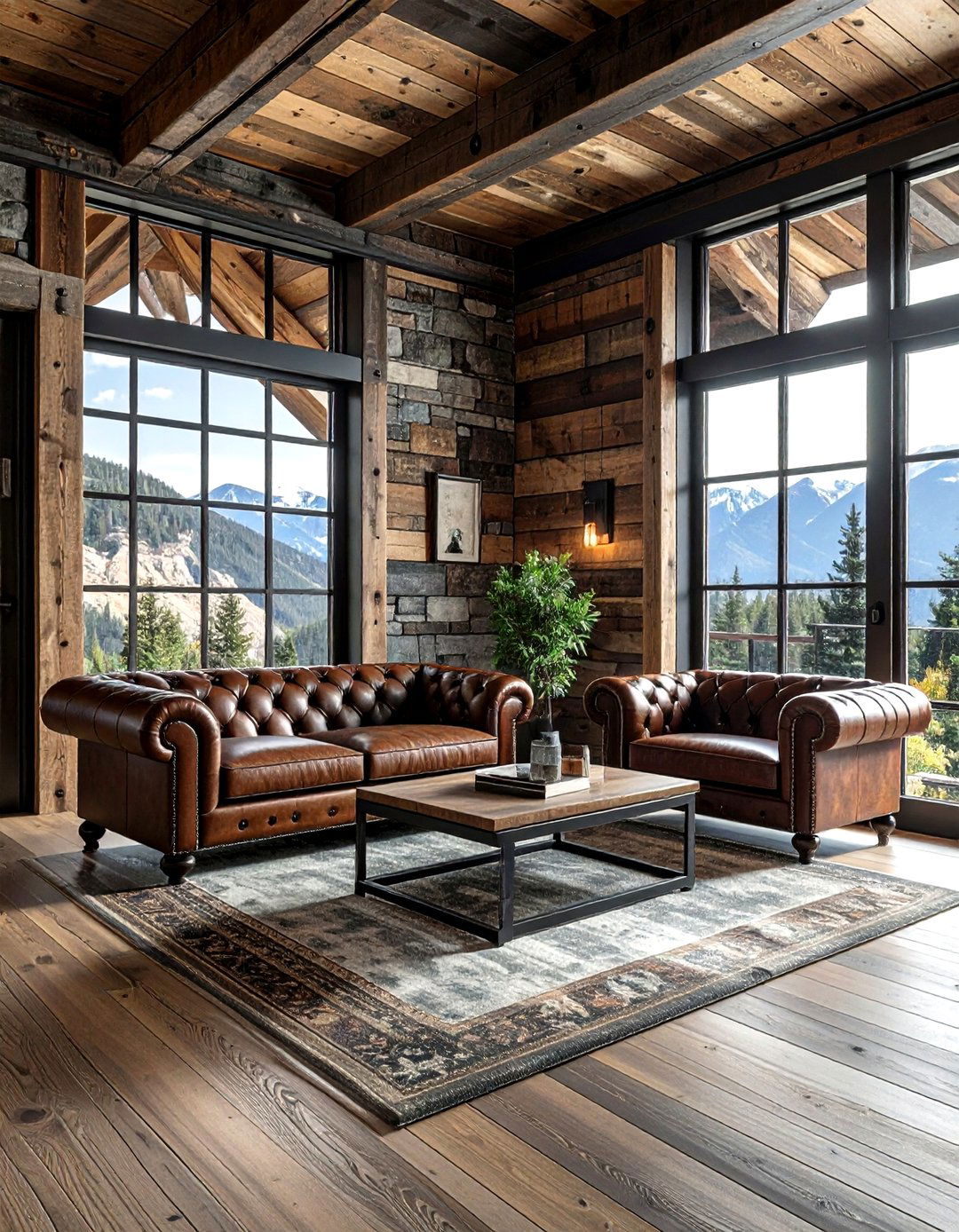 Industrial Mountain Lodge Aesthetic - 30 ski chalet living room ideas