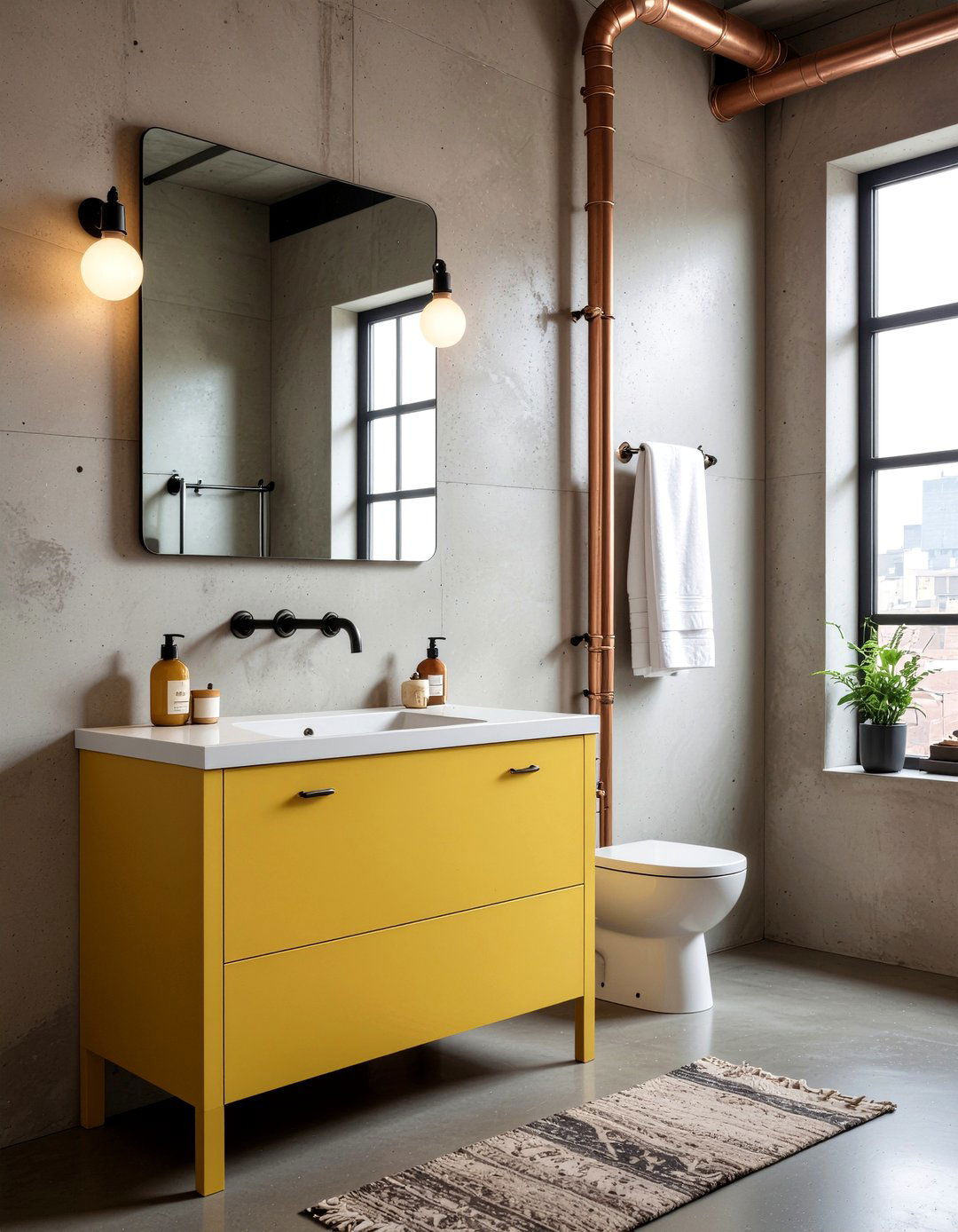 Industrial Mustard Yellow Bathroom - 30 mustard bathroom ideas