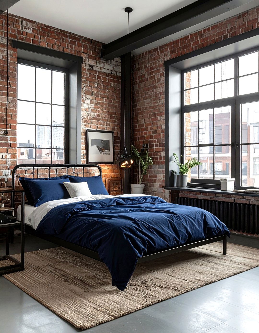 Industrial Navy Bedroom - 30 navy bedroom ideas