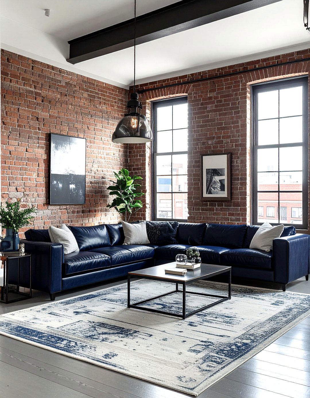Industrial Navy Living Room - 30 navy and white living room ideas