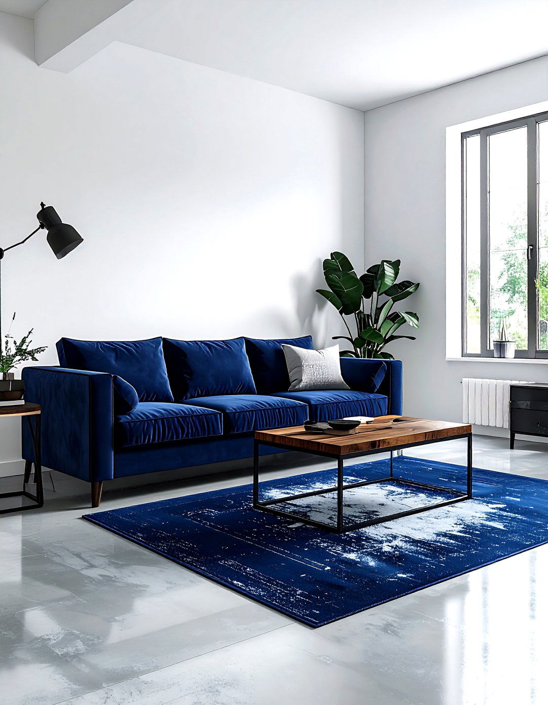 Industrial Navy Living Room Concrete Floors - 30 industrial navy living room ideas