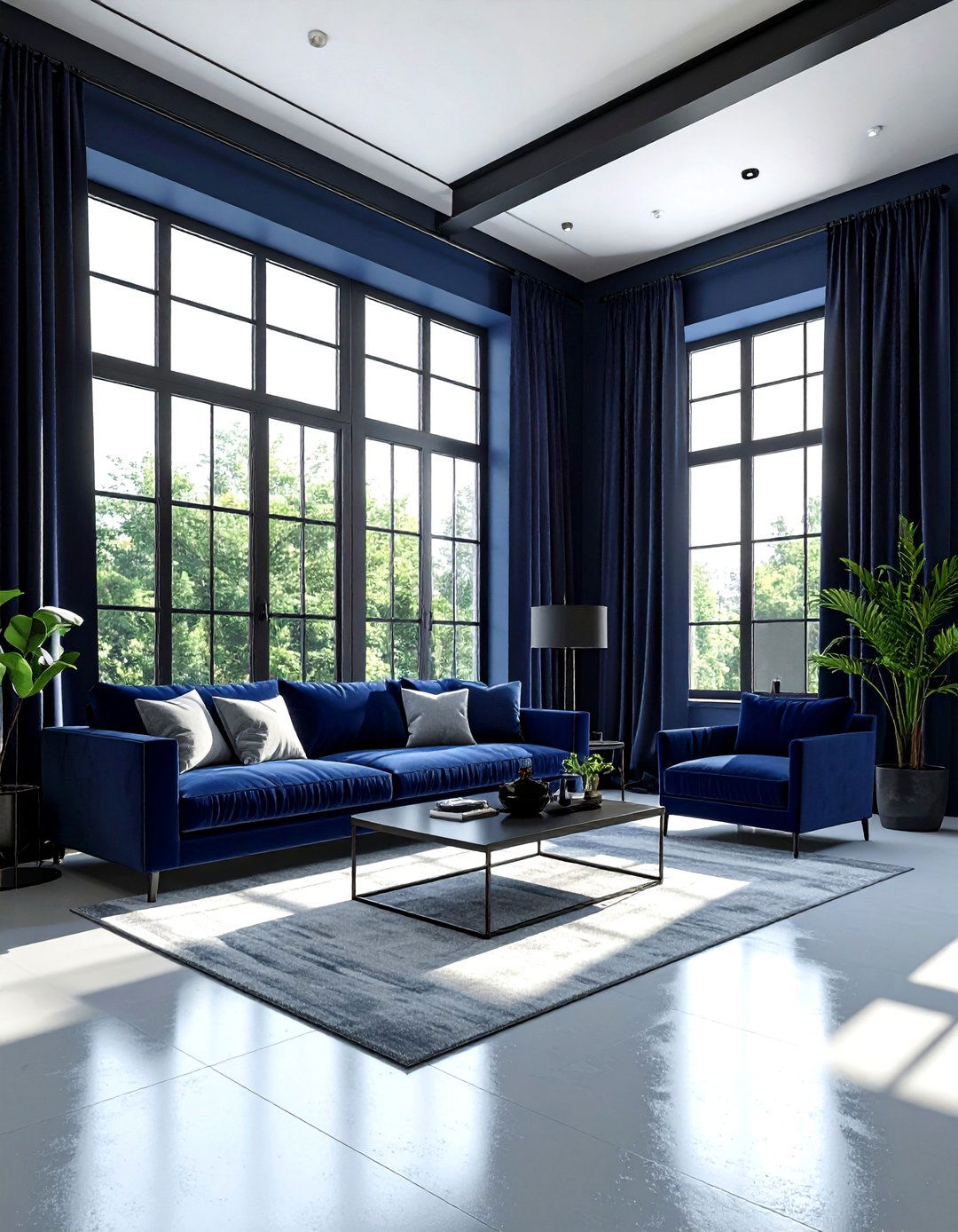 Industrial Navy Living Room Large Windows - 30 industrial navy living room ideas