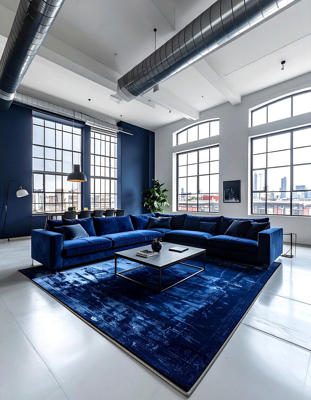 Industrial Navy Living Room Loft - 30 industrial navy living room ideas
