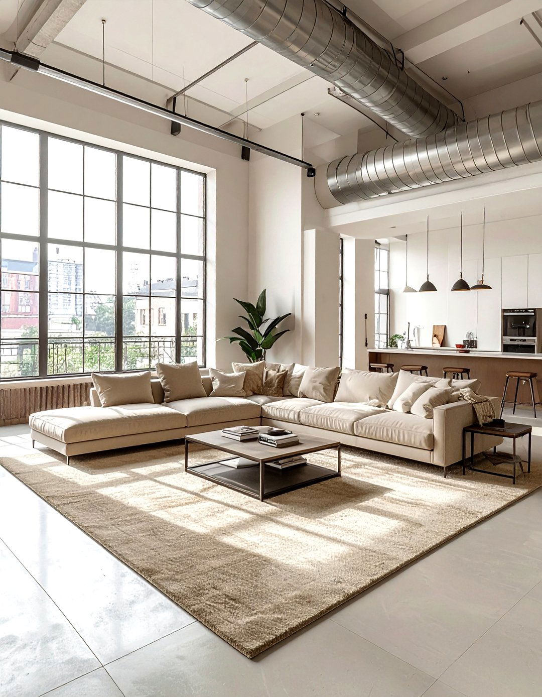 Industrial Open Floor Plan Beige - 30 industrial beige living room ideas